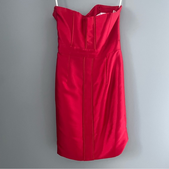 Kirribilla Strapless Red Silk Holiday Party Dress - size 4 - Picture 2 of 7